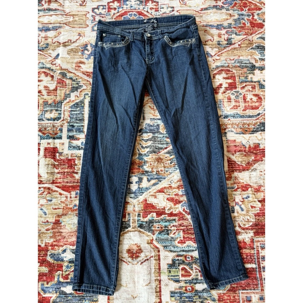 G Fes Jeans Women's Juniors Low-rise Embellished Straight Leg Size 13